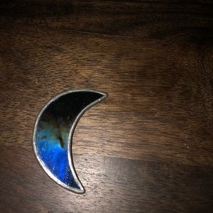 💐 Vintage Crescent Moon Glass Brooch